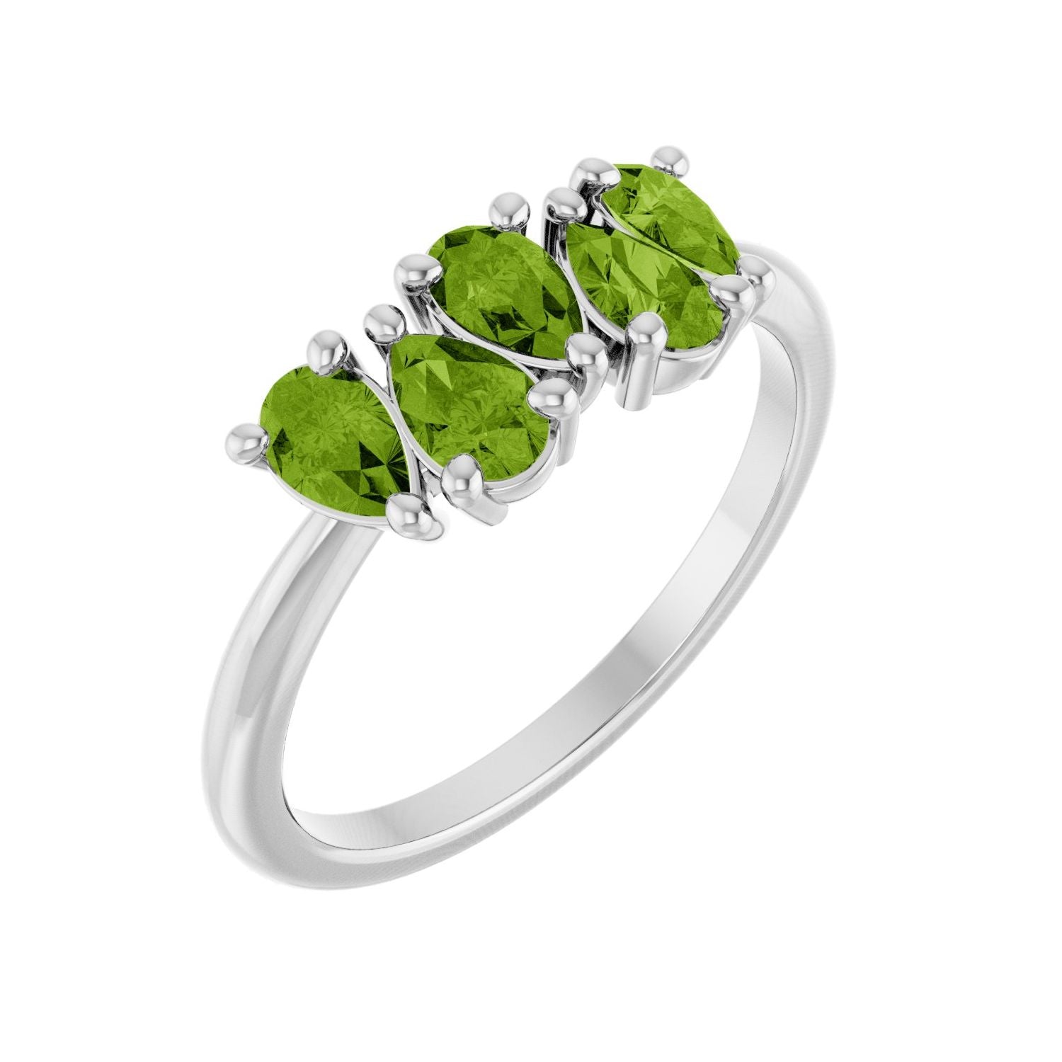 Peridot Five-Stone Ring in 14K White Gold