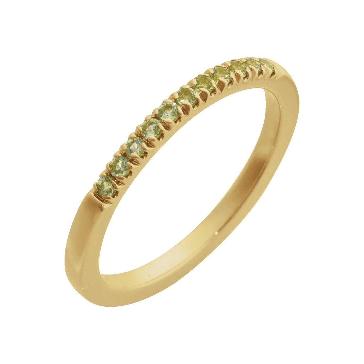 Stackable Pavé Peridot Ring in 14K Yellow Gold