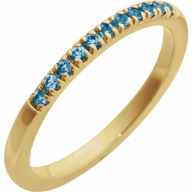 London Blue Topaz Birthstone Stackable Ring in 14K Yellow Gold