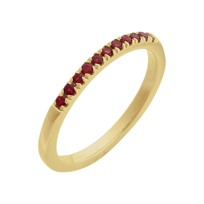 Stackable Pavé Garnet Ring in 14K Yellow Gold