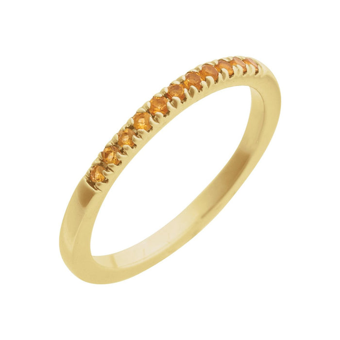 Stackable Pavé Citrine Ring in 14K Yellow Gold
