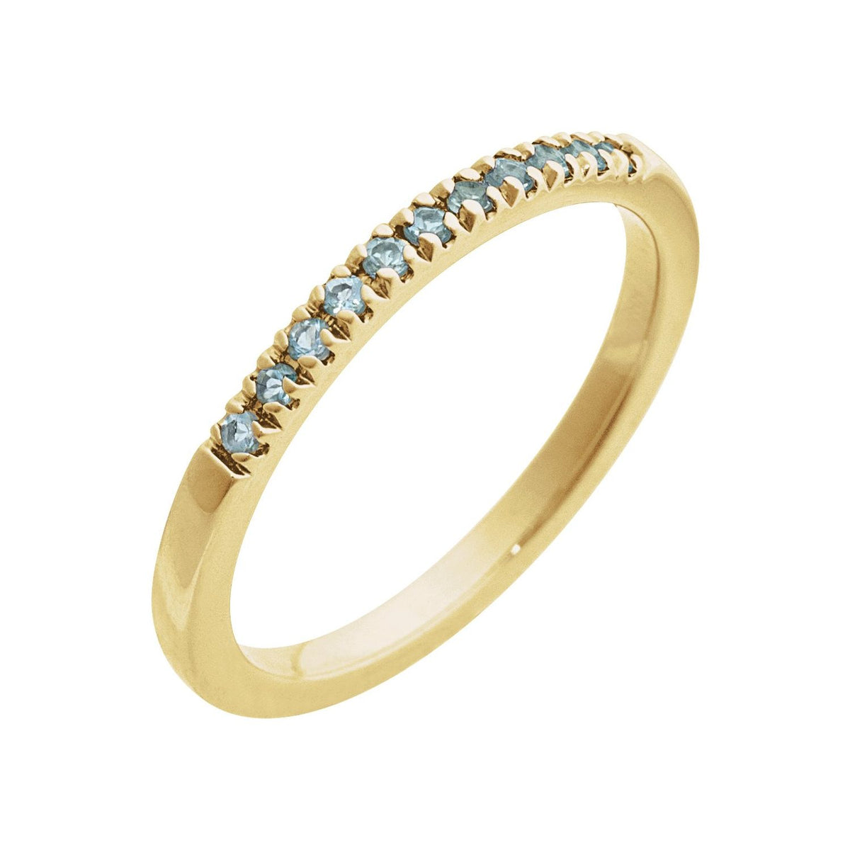 Stackable Pavé Aquamarine Ring in 14K Yellow Gold