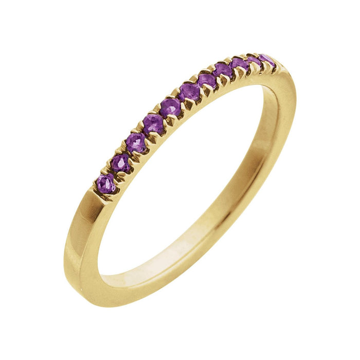 Stackable Pavé Amethyst Ring in 14K Yellow Gold