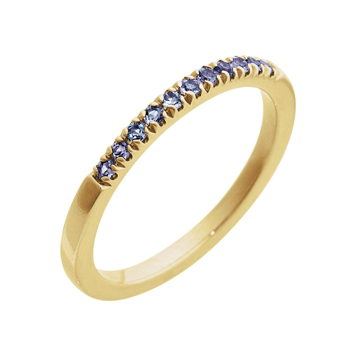 Stackable Pavé Alexandrite Ring in 14K Yellow Gold