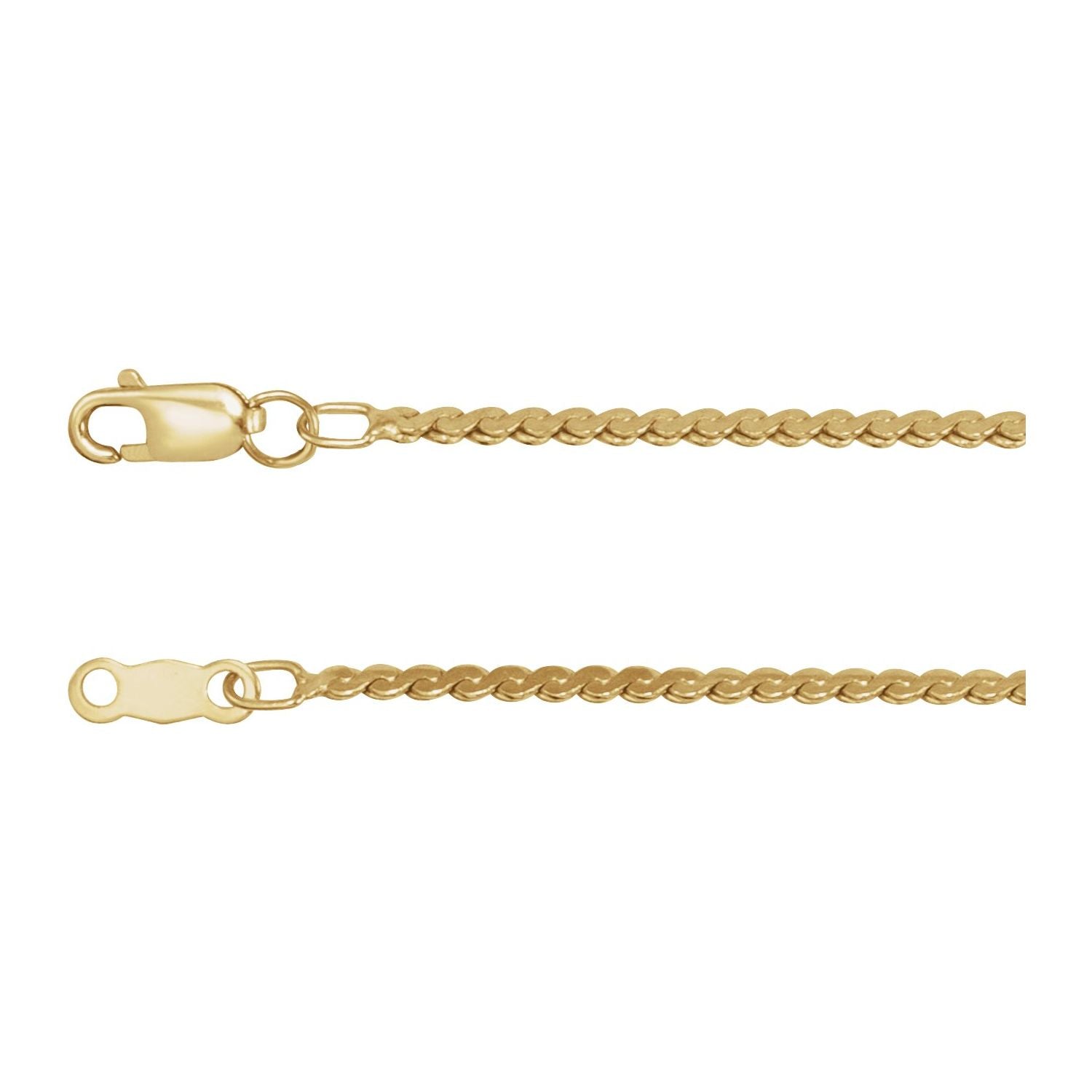 14K Yellow Gold 1.7 mm serpentine chain necklace