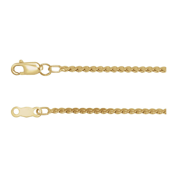 14K Yellow Gold 1.7 mm serpentine chain necklace