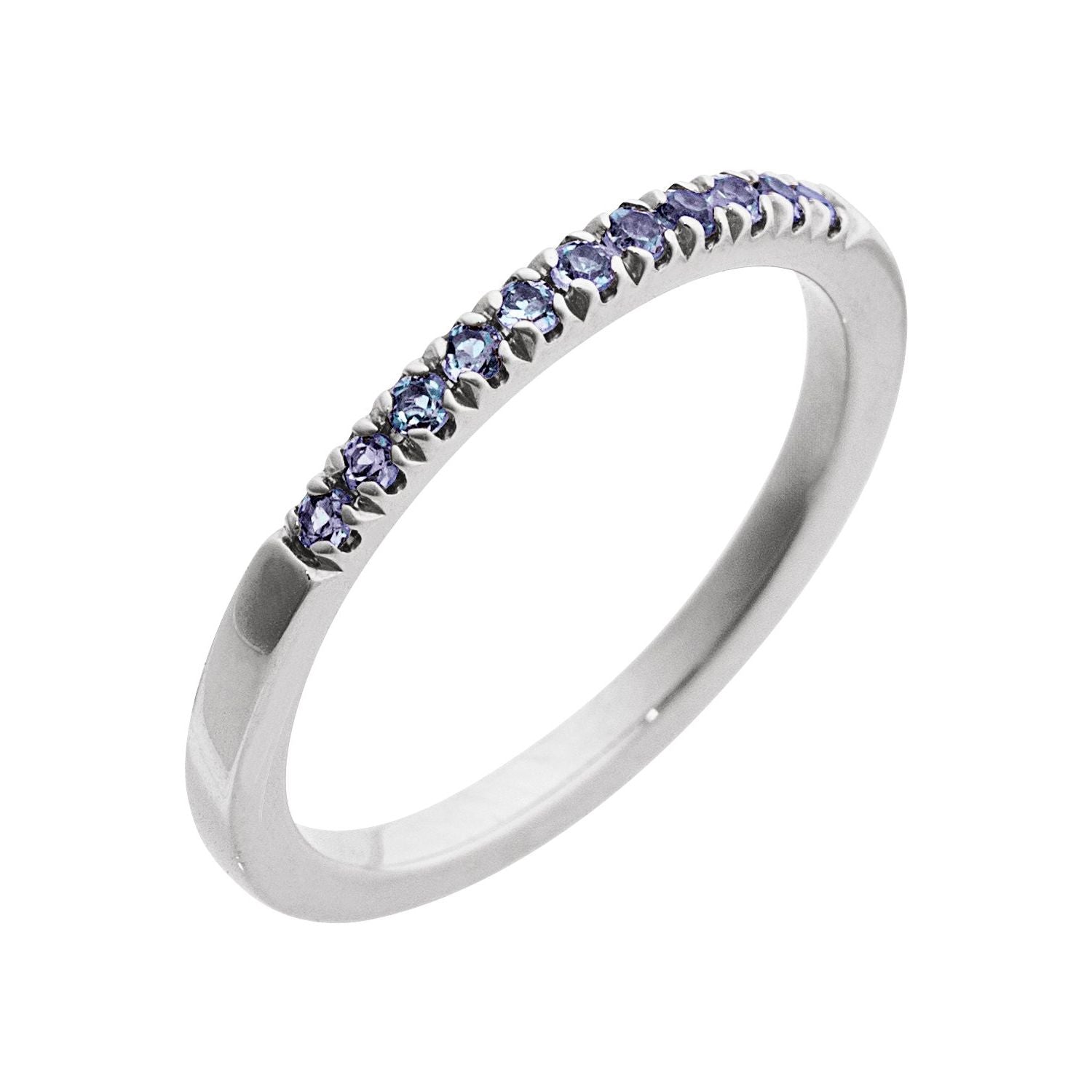 14K White Gold Round Alexandrite stackable ring