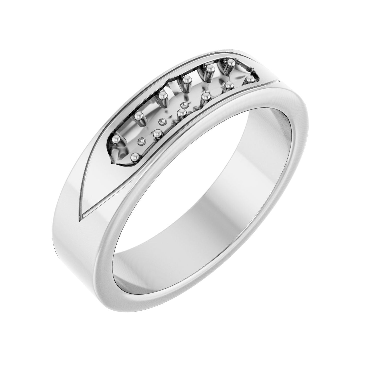 White Gold geometric square-set men's diamond wedding band, 0.15 ctw lab-grown round diamonds