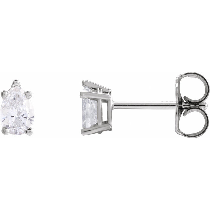 Pear-Shaped Natural Diamond Stud Earrings in 14K White Gold, 3/8 ct