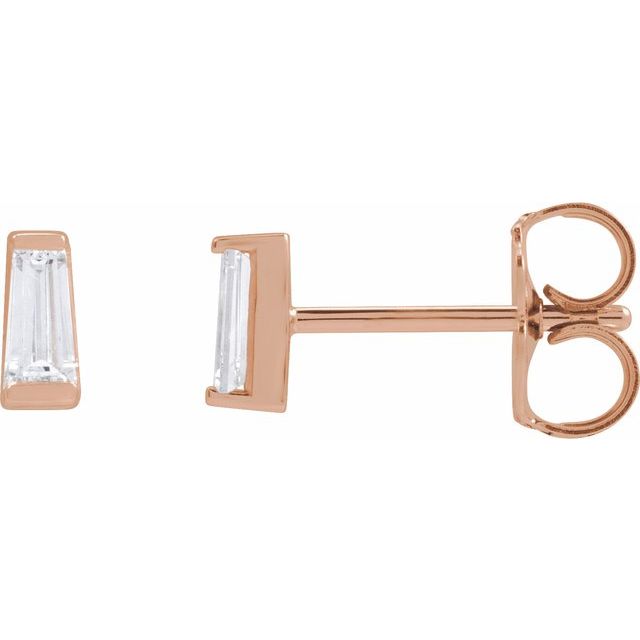 tapered baguette lab-grown diamond stud earrings in 14k rose gold