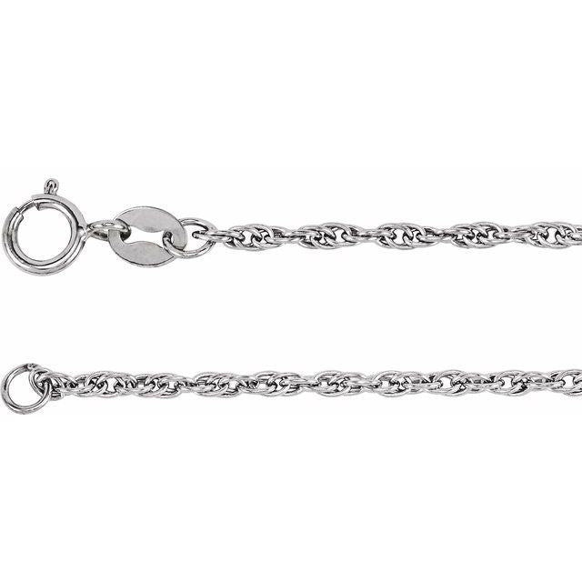 1.75mm rope chain necklace in 14k white gold, 16 inch
