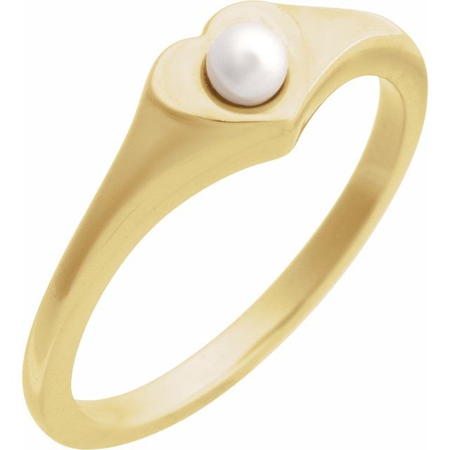 akoya pearl heart ring in 14k yellow gold