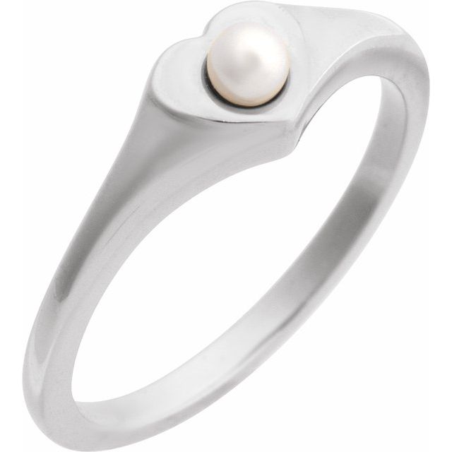 akoya pearl heart ring in 14k white gold