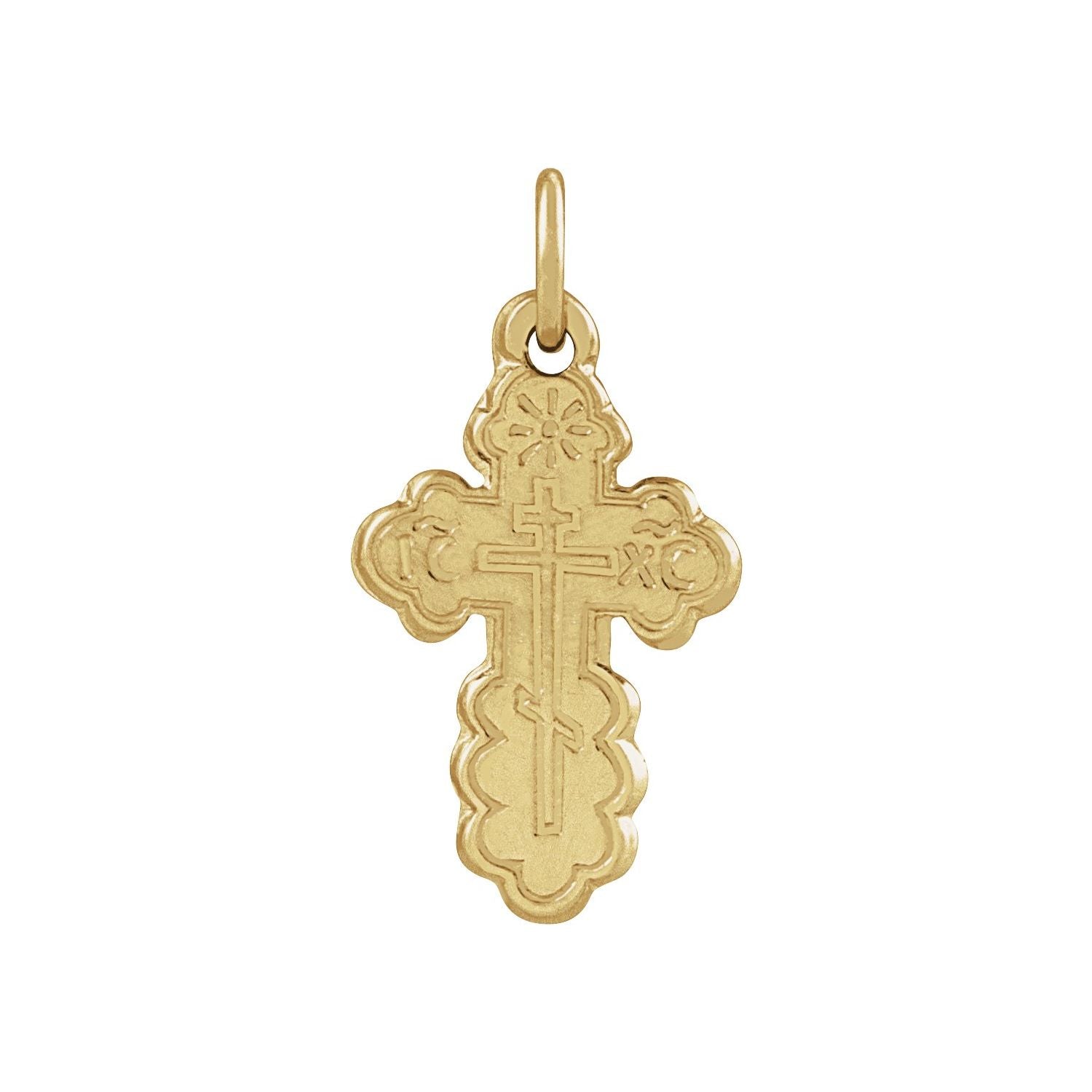 Orthodox Cross Pendant in 14K Yellow Gold