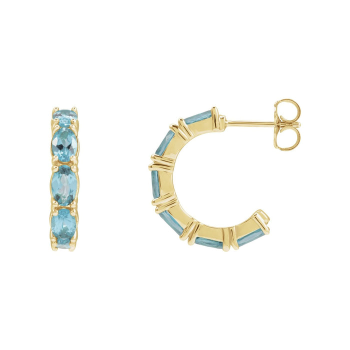 Inside-Out Hoop Natural Aquamarine Earrings (18.2 mm) in 14K Yellow Gold