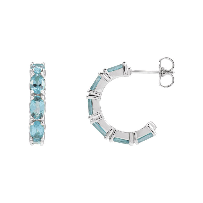 Inside-Out Hoop Natural Aquamarine Earrings (18.2 mm) in Platinum