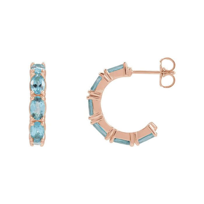 Inside-Out Hoop Natural Aquamarine Earrings (18.2 mm) in 14K Rose Gold