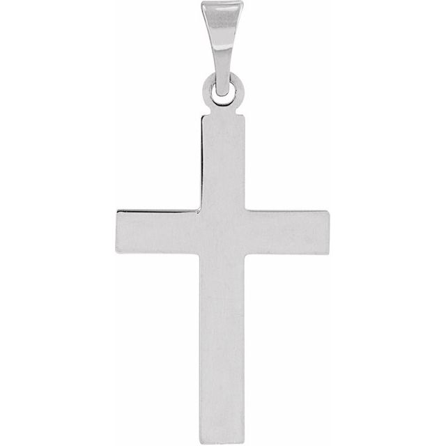 grand polished cross pendant in 14k white gold
