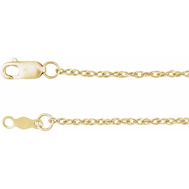 1.25mm rope chain necklace in 18k yellow gold, 16 inch