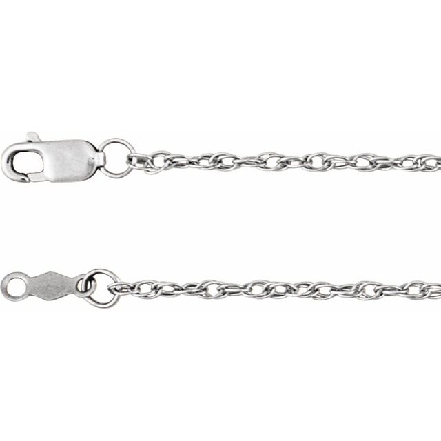 1.5mm rope chain necklace in 10k white gold, 16 inch