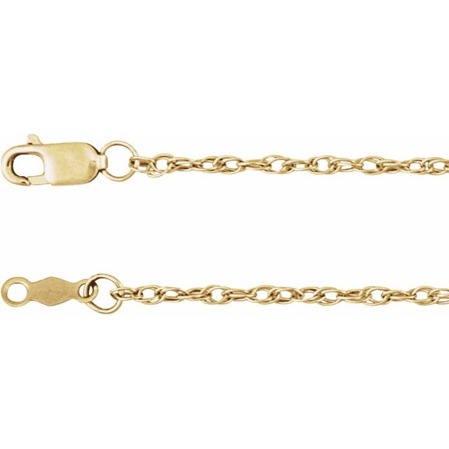 1.5mm rope chain necklace in 18k yellow gold, 16 inch