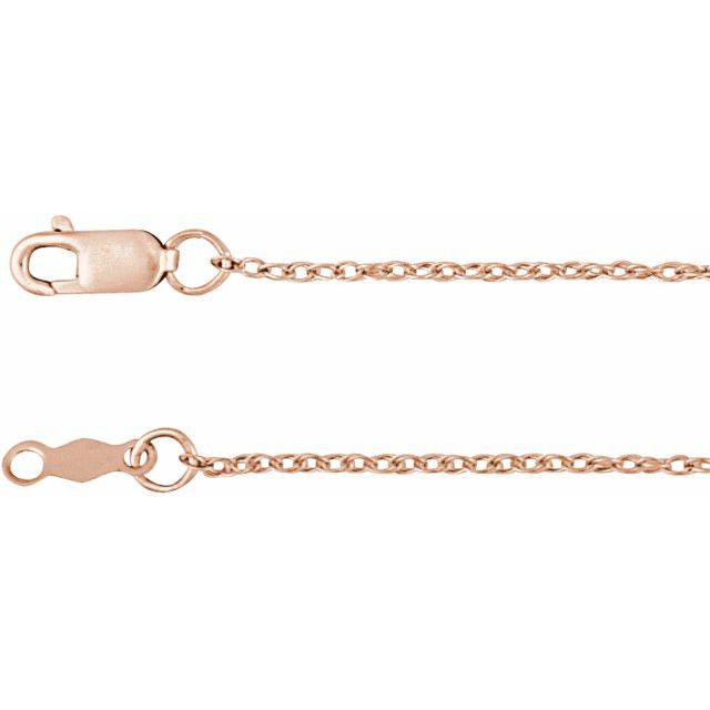 1.25mm rope chain necklace in 14k rose gold, 16 inch