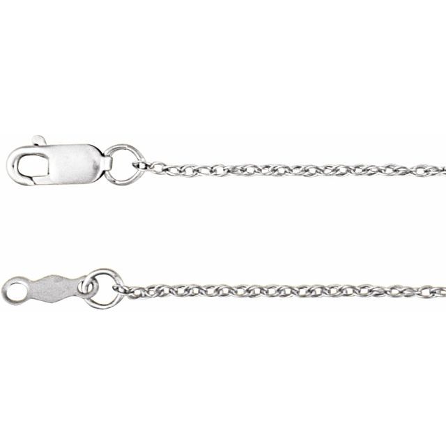 1.5mm rope gold chain necklace in 14k white gold, 18 inch