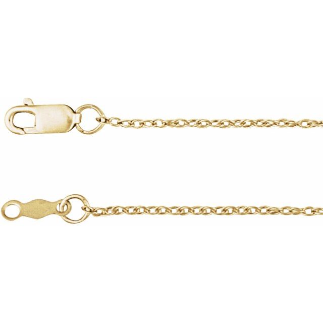 1.5mm rope gold chain necklace in 14k yellow gold, 16 inch