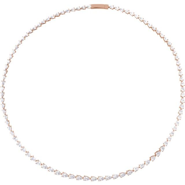 10 ct lab-grown diamond tennis necklace in 14k rose gold