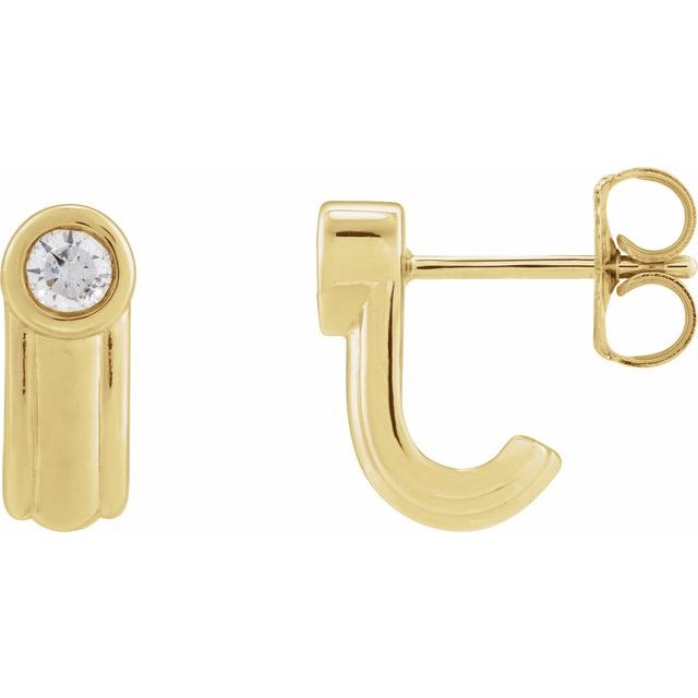 solitaire lab-grown diamond j-hoop earrings in 14k yellow gold