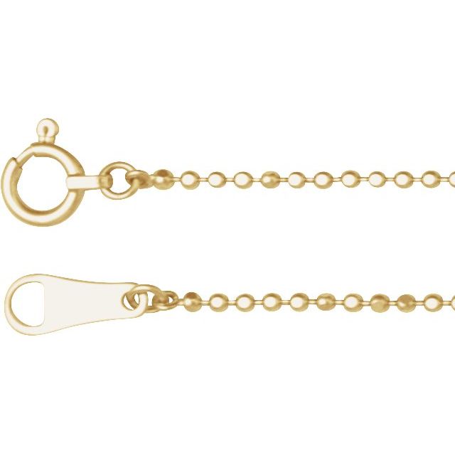 1.2mm diamond-cut bead chain necklace in 10k yellow gold, 16"