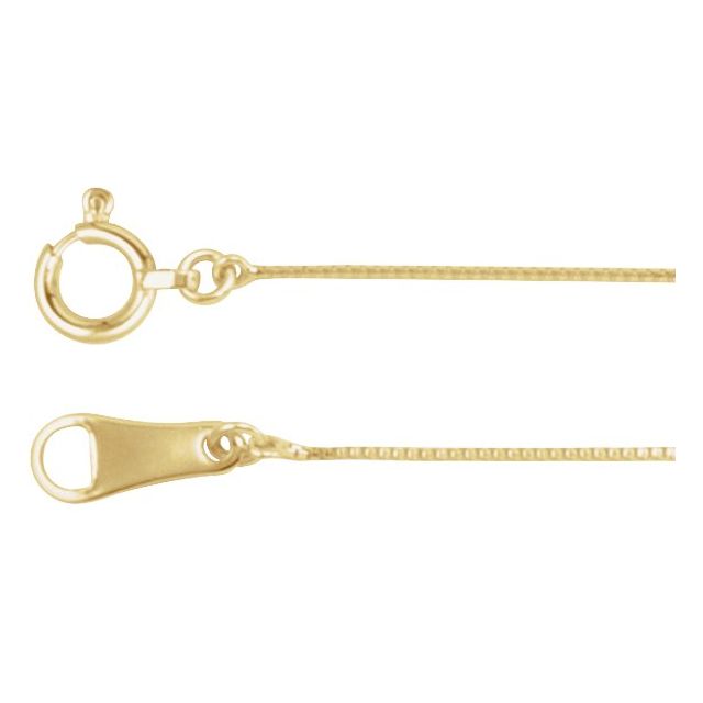 0.5mm box chain necklace in 10k yellow gold, 16 inch