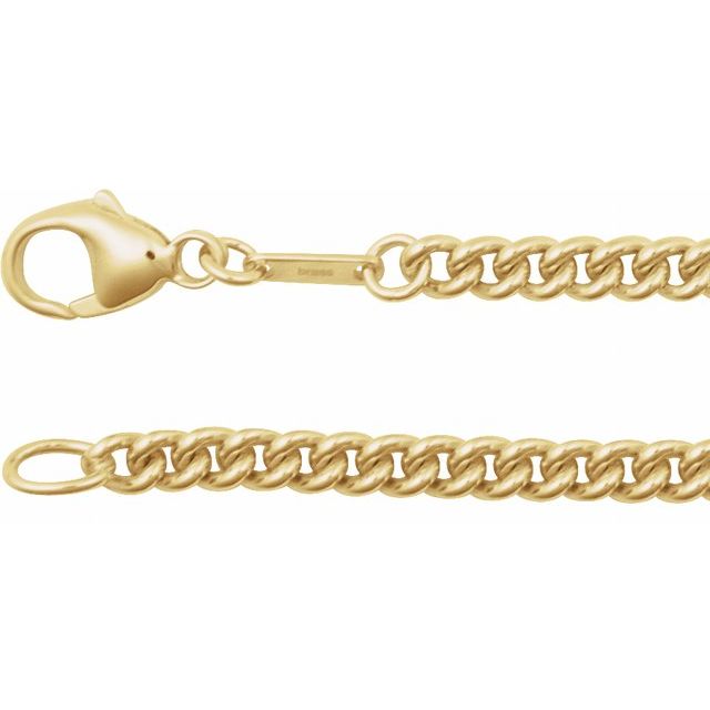 3.4mm curb chain necklace in 14k yellow gold, 18 inch