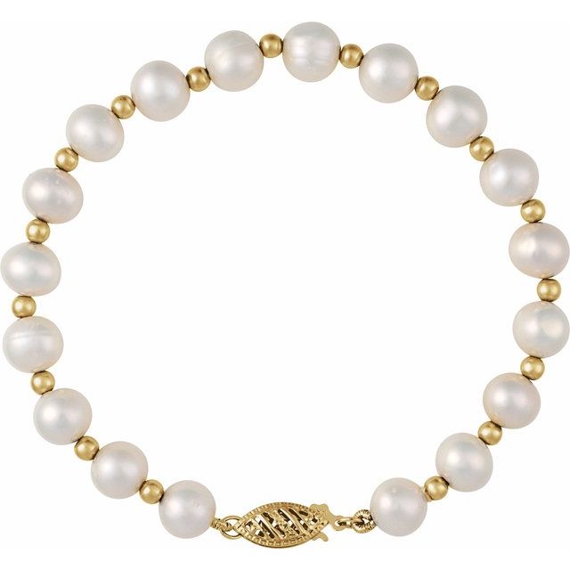 bold freshwater pearl strand bracelet in 14k yellow gold