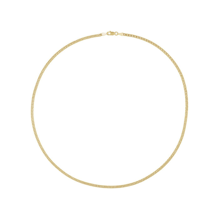 14K Yellow Gold 2.7 mm curb chain necklace, full length shown