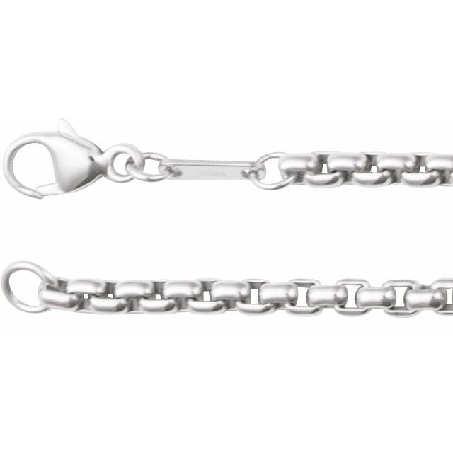 1mm box gold chain necklace in 14k white gold, 20 inch