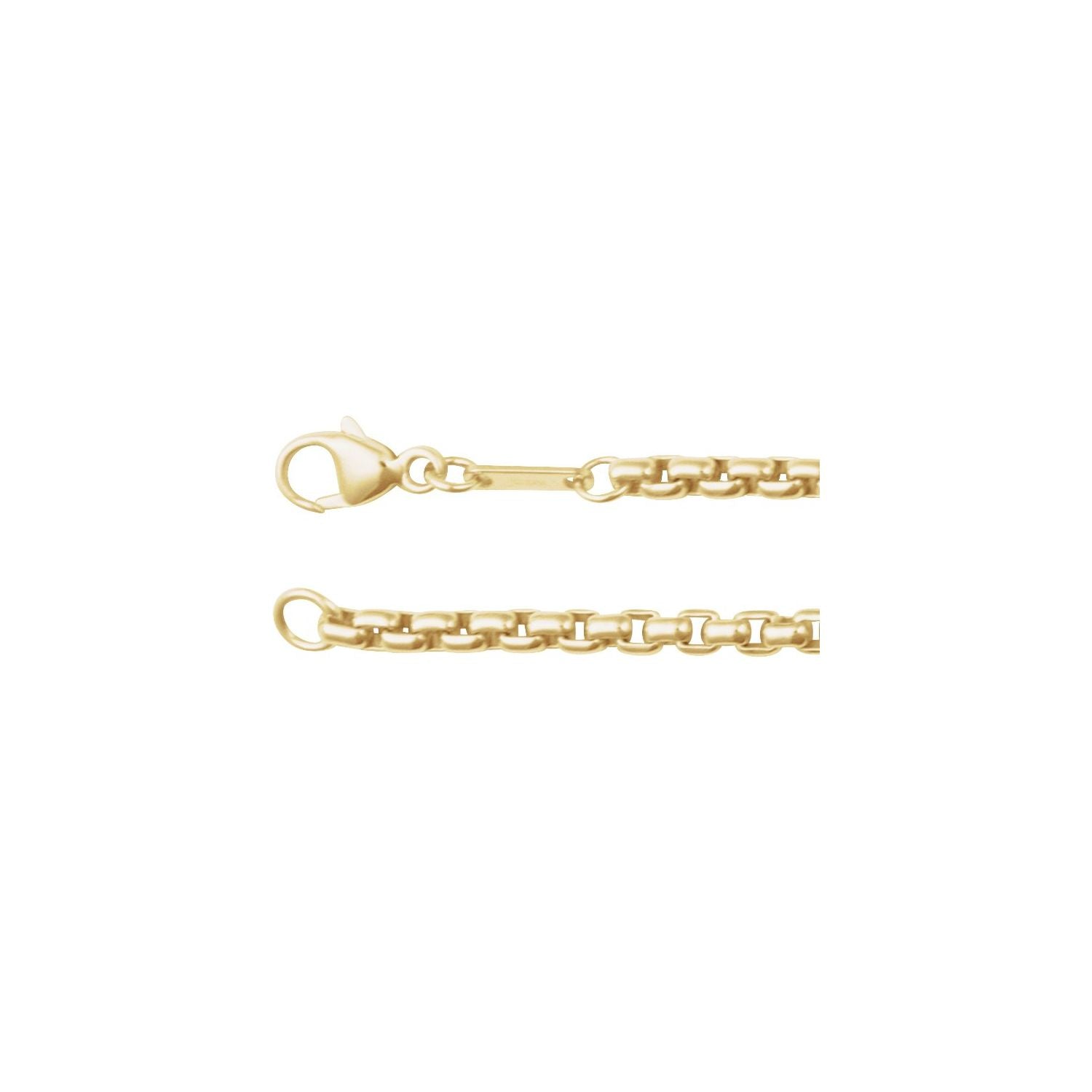14K Yellow Gold 2.6 mm rounded box necklace