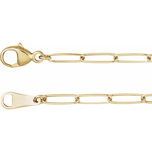 2.4mm paperclip chain necklace in 18k yellow gold, 16 inch