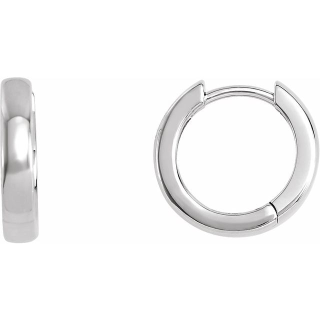 medium hinged gold hoop earrings in 14k white gold, 14 mm