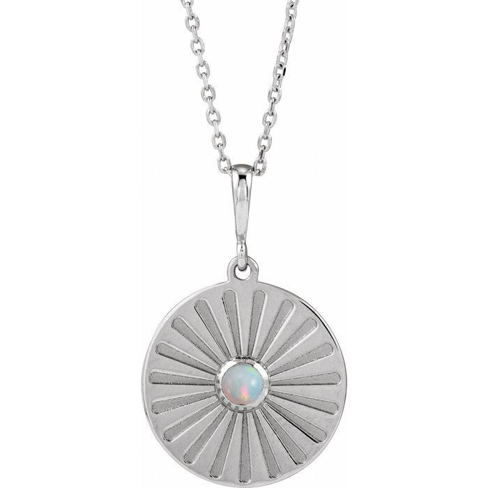 ethiopian opal starburst pendant, 14K White Gold