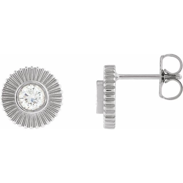 lab-grown diamond starburst stud earrings in 14k white gold