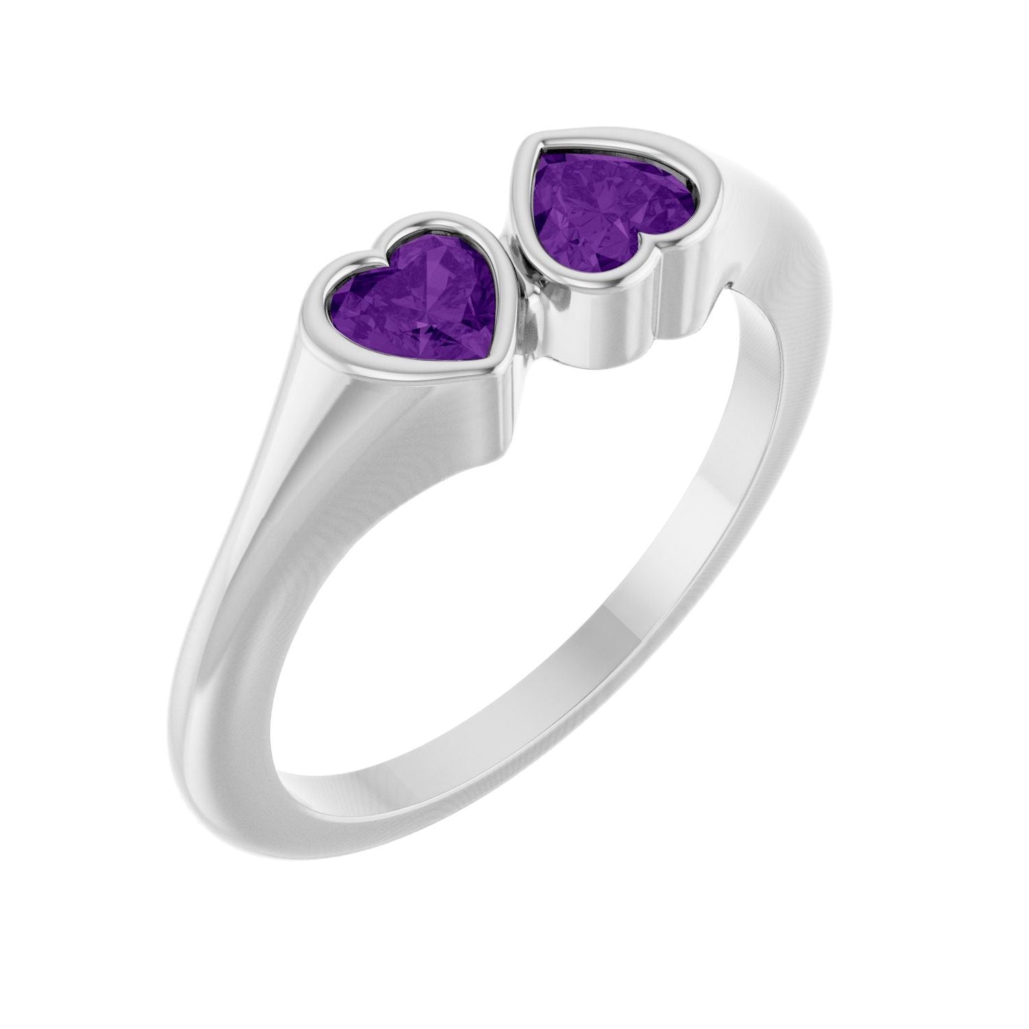Amethyst Two-Stone Ring in 14K White Gold