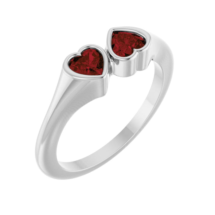 Garnet Two-Stone Ring in 14K White Gold