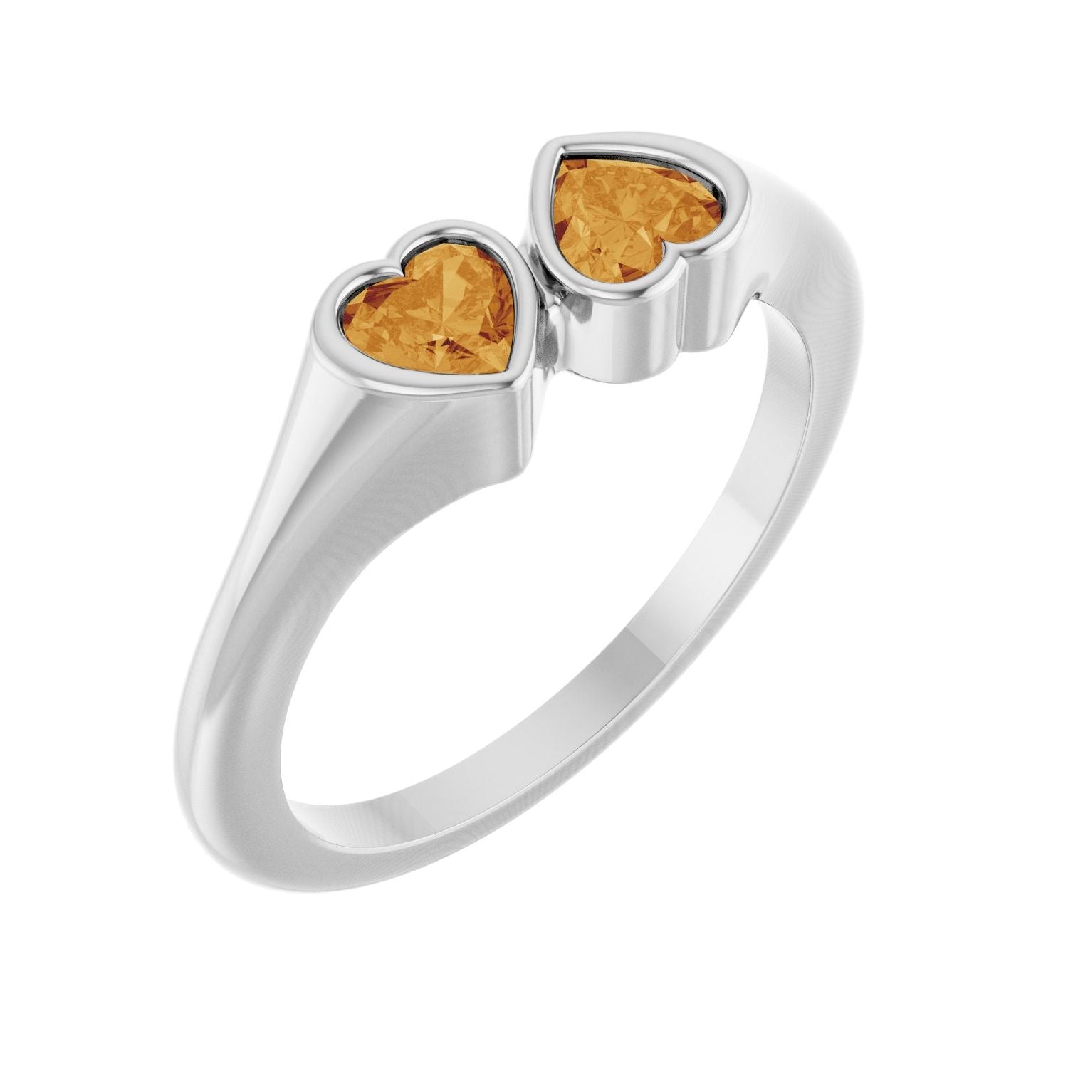 Citrine Two-Stone Ring in 14K White Gold