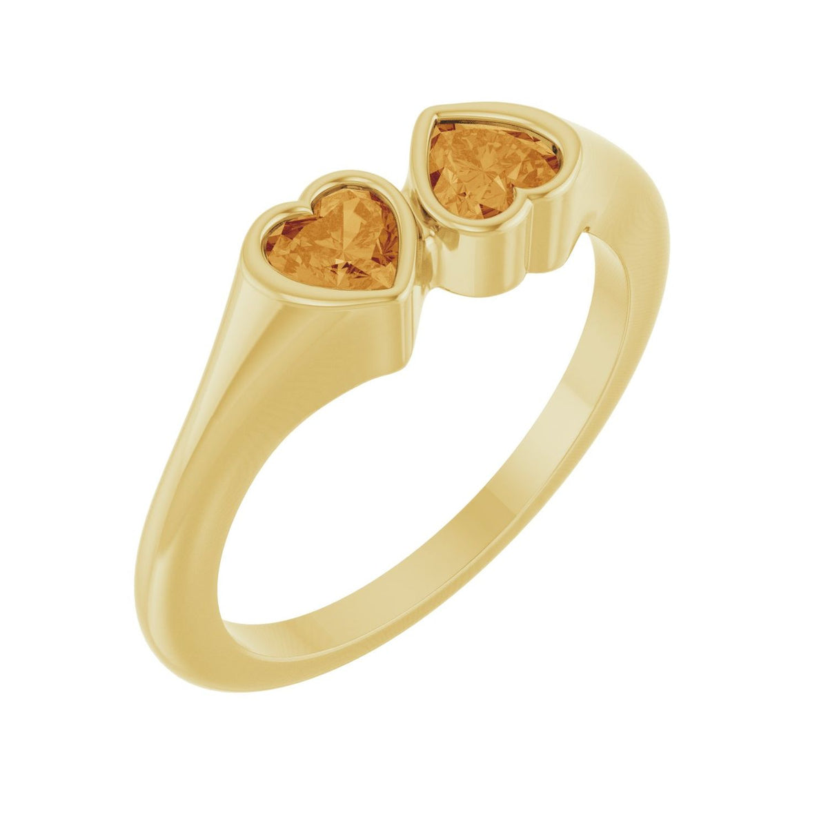 Citrine Two-Stone Ring in 14K Yellow Gold