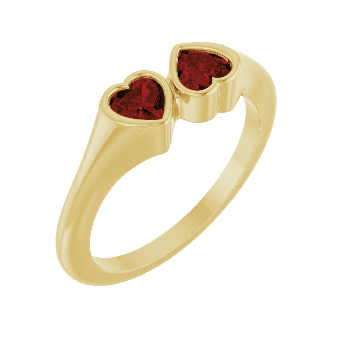 Garnet Two-Stone Ring in 14K Yellow Gold