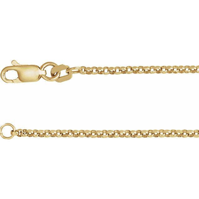 1.65mm rolo chain necklace in 14k yellow gold, 16"
