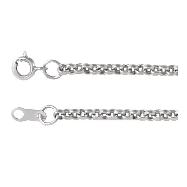 2mm rolo chain necklace in 14k white gold, 20"