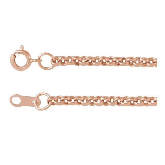 2mm rolo chain necklace in 14k rose gold, 16"
