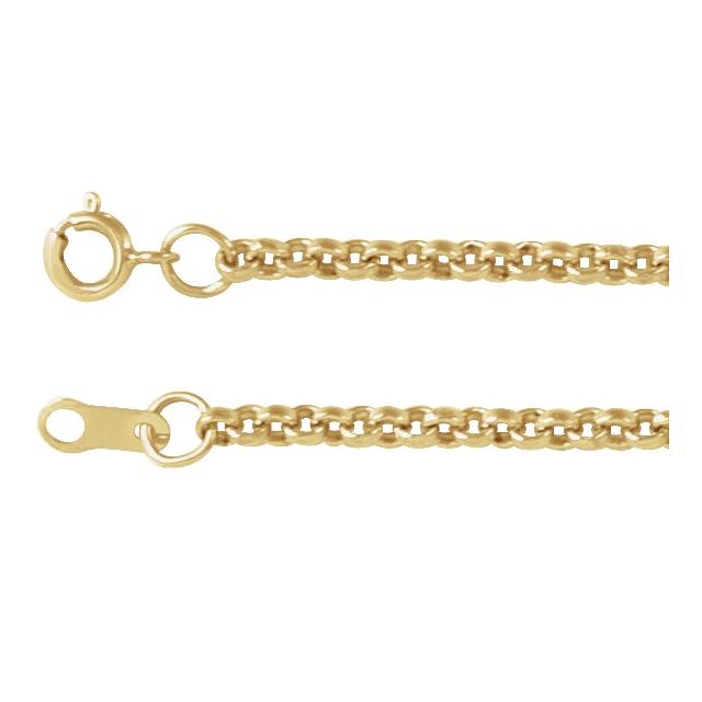 2mm rolo chain necklace in 14k yellow gold, 18"